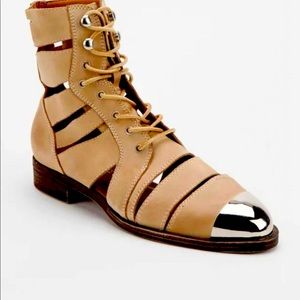 Jeffrey Campbell Sz 9 Slashed Steel Cap Toe lace up booties